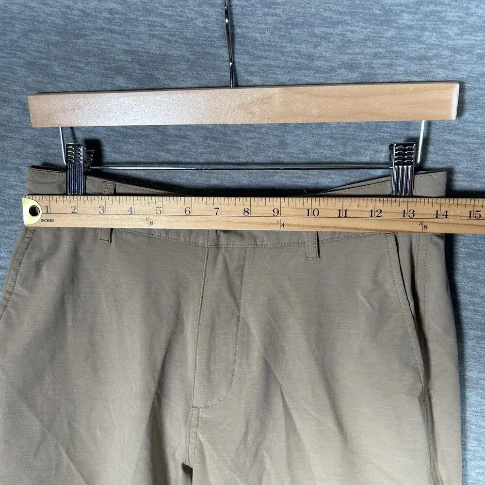 Faherty All Day Shorts Men 28 Beige Chino 9”Stretch Drawstring Zip Pocket Casual